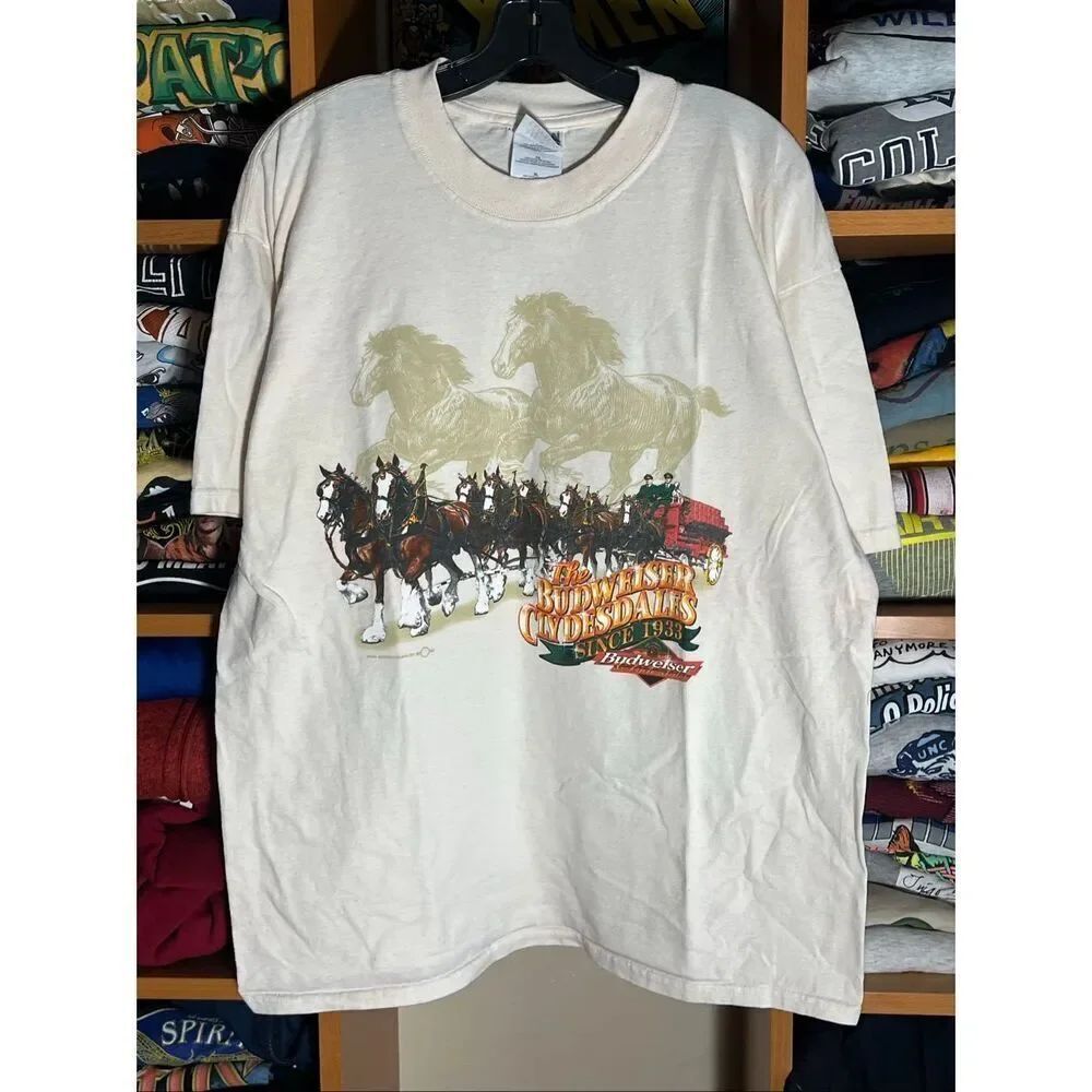 Vintage 90s Budweiser Clydesdale Beer Promo Tee